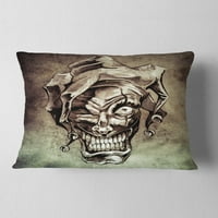 Dizajn Fantasy Clown Clown Joker Skica tetovaža - Sažetak jastuka za bacanje - 12x20