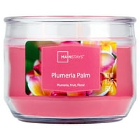 Glavne stanice Plumeria Palm Mirisana staklena staklena svijeća s 3-wickom, 11. Oz