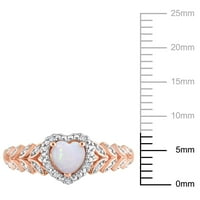 Miabella Ženska karat T.G.W. Opal i dijamantni naglasak 10KT ružičasto zlato srce Halo Vintage prsten
