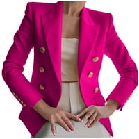 Ženski kaputi s otvorenim prednjim jaknama s gumbima radni uredski poslovni kaput kardigani jakna duga gornja odjeća vruće ružičasta;