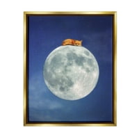 Stupell Industries za spavanje noćnog neba Mjesec Grafička umjetnost Metalno zlato plutajuće uokvireno platno Umjetnost tiska, dizajn