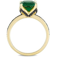 Miabella Women's 1- karat stvorio je smaragdni crni dijamantni naglasak 10kt žuti zlatni koktel prsten