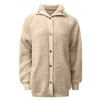 Modni Ženski topli kaput, zimska jakna na kopčanje, jednobojna gornja odjeća s dugim rukavima, 96,4884186