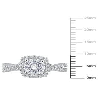 2- Carat T.G.W. Stvoren bijeli safir sterling srebrni halo beskonačni zaručnički prsten