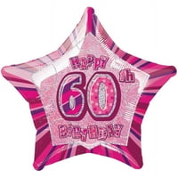 Balon sa sjajnom ružičastom zvijezdom od folije za 60. rođendan