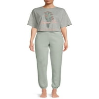 Grafička majica i trkači sivene majice za spavanje Grayson Social Women i Women Plus, 2-komad