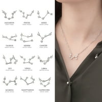 Anavia Zodiac ogrlica rođendanske poklone za djevojku - kristalna ogrlica od nehrđajućeg čelika - Zodiak Slaki nakit za žene [Silver,