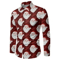 Jubilarne Muške jesensko-zimske božićne košulje dugih rukava s punim printom, svečane zabavne košulje s posebnom atmosferom