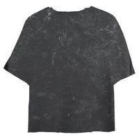 Majica s uzorkom, Crna, s mineralnim pranjem, prevelike veličine