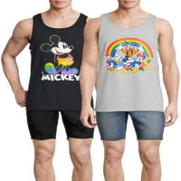 Mickey Mouse Men's & Big Men's Disney Pride Rainbow Gleveness Tank Top, 2-pack