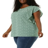 Jedinstvene ponude ženske plus veličine ruffle rukava polka točkice šifonske bluze
