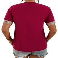 Ženska ljetna majica kratkih rukava majica s krojenim majicama mekana bluza od tunike svečani pulover u boji crnog vina