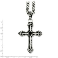 Antikni križ Od nehrđajućeg čelika sa sintetičkim crnim ahatom, ogrlica od 24 inča;; za odrasle i tinejdžere; za žene i muškarce