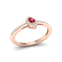 Imperijalni dragulj 10k ružičasto zlato markiza rezano rubin 1 10ct tw dijamant Halo ženski prsten