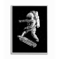 Stupell Industries Space Skateboard Klizanje Astronaut USA ploča zastave uokviren zidni umjetnički dizajn Roberta Farkasa, 16 20