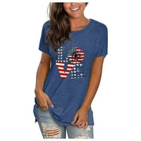 Ženske majice s američkom zastavom, elegantne Ležerne majice s okruglim vratom i kratkim rukavima s printom 4. srpnja, ženske grafičke