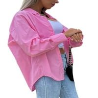 Ženska ležerna bluza s košuljom a-list, opremljena tunika s dugim rukavima, vrhovi, ovratnik na kopčanje, uredska radna košulja,