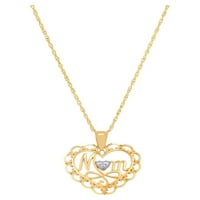 Sjajnost Fini nakit 10K Žuto zlato mama Srce Privjesak s rodijelnim filigrom na 18 Zlatni lanac