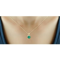 Jewelersclub srebrne ogrlice za žene - ogrlica za žene za žene 14K Zlatna srebrna - Smaragdna ogrlica središnji komad, bijeli dijamantni