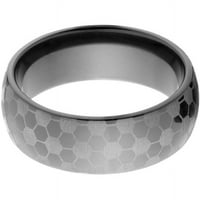 Polu krug crni cirkonijev prsten s lasenim nogometnim dizajnom