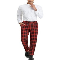 Jedinstveni prijedlozi muške karirane hlače običnog kroja s ravnim prednjim dijelom, klasične hlače odijela s elastičnom elastikom