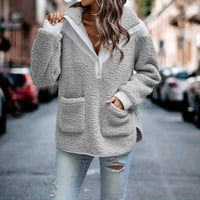 Ženski ležerni kaput s reverom s otvorenim prednjim dijelom, topla zimska Vanjska odjeća od krzna s patentnim zatvaračem, jakne u