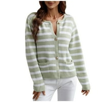 Ženski modni kardigan od džempera za žene za jesen i zimu pleteni džemper s dugim rukavima na dugmad zeleni