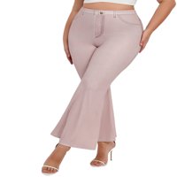 Ženske lepršave hlače za kontrolu trbuha, tajice Plus size, Ležerne traper hlače, Ženske udobne joga hlače, smeđa 4 inča