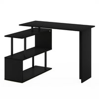 Računalni stol u obliku slova U u obliku slova U s policama u 3 sloja, crni u obliku slova u