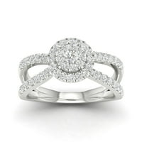 3 4CT TDW Diamond 10K bijelo zlato halo zaručnički prsten