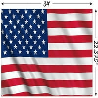 Sjedinjene Američke Države-plakat sa zastavom na zidu s gumbima, 22.375 34