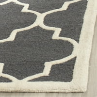 Tepih od vune u geometrijskom uzorku, Tamno siva slonovača, kvadrat 10' 10'