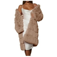 Ženska odjeća gornja odjeća plus size kardigan s prednjim reverom zimski kaput jednobojna jakna s krznom u boji, jesenska Moda, dugi