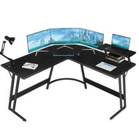 Pisaći stol za kućni ured, moderni računalni stol u obliku slova U, crni