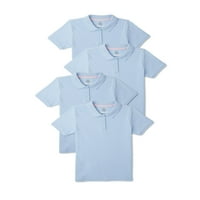 Školska uniforma za djevojčice, Interlock Polo majica kratkih rukava, 4 pakiranja, veličine 4-18