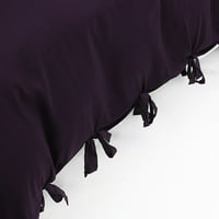 Jedinstveni prijedlozi 3-dijelni pokrivač za poplun s leptir mašnom, tamnoljubičasti set posteljine u boji;