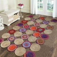 Indijski bež Višebojni pamučni tepih od jute ručno izrađen za dnevni boravak, spavaću sobu, blagovaonicu, kuhinju, vanjski tepih