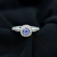Zaručnički prsten od tanzanita i dijamantnog aureola, poklon za žene, Sterling srebro, 12,50 USD