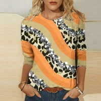 Slatki topovi za žene, ženska modna labava majica s leopard printom, majica s dugim rukavima s okruglim vratom, ležerni top