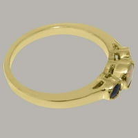 9K ženski zaručnički prsten od žutog zlata britanske proizvodnje s prirodnim opalom i safirom - opcije veličine-Veličina 6