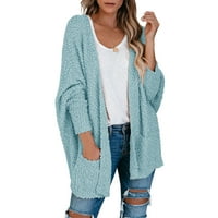 Ženski džemperi od džempera od paperjastih kokica s krilima šišmiša preveliki pleteni kardigan