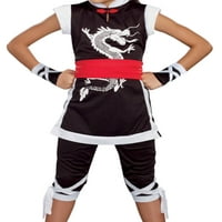 Djevojke crno -bijele zmajeve kung fu cutie halloween kostim medij 8 10