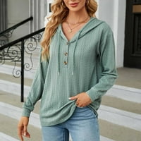 Ženski jesenski vrhovi s dugim rukavima, Ležerne pletene košulje s izrezom u obliku slova a, široki kroj, jednobojne bluze, majice