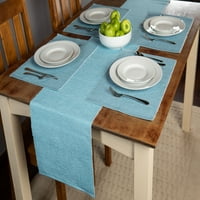Osnovna prostirka za stol od rebrastog šambrea Mješavina pamuka i poliestera plava komad