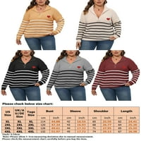 Ženski džemper Plus size prugasti pulover široki džemper gornji dio ženski topli zimski preveliki džemperi žuti 1 inča