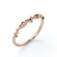 Nježni zaručnički prsten s filigranskom glavom Art Deco, vjenčani prsten-jubilarni prsten-10k ružičasto zlato