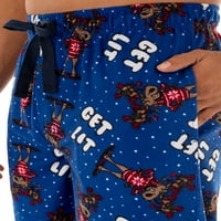 Muške pidžama hlače u Super mekanom mikroflisu s blagdanskim printom u HD-u