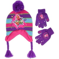 Djevojke akrilne pletene zimske manžetne šešire Laplander s setom rukavica za printiranje