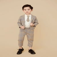 Degeni Bay Toddler Boy Plaid odijelo s košuljom i kravatom, 4-dijelom, veličine 2T-5T