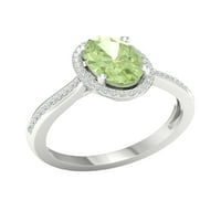 Imperijalni dragulj 10K bijelo zlato ovalno rezanje zelene ametist ct tw dijamant Halo Ženski prsten